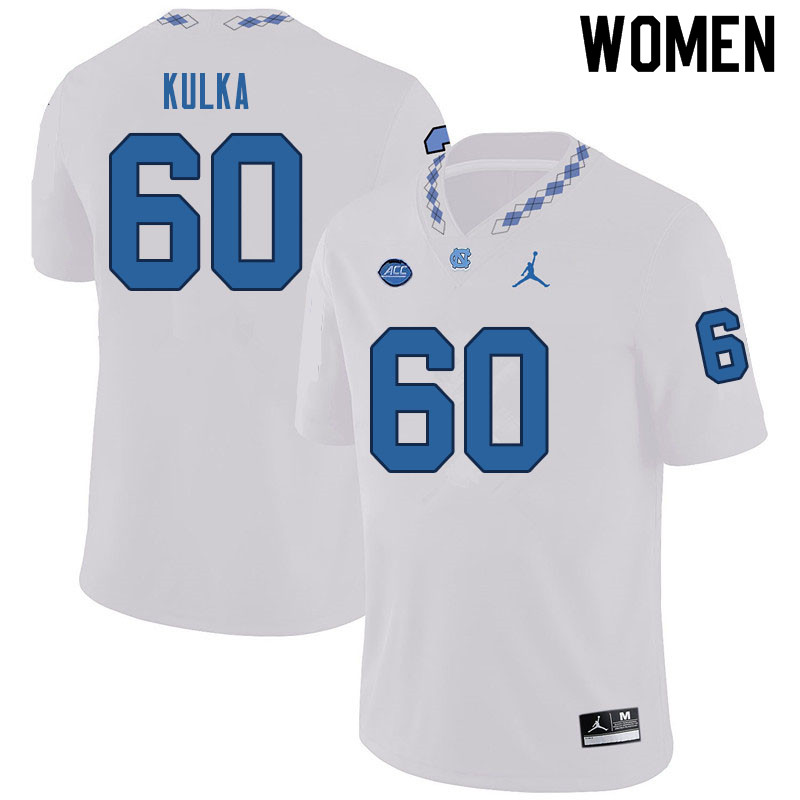 Women #60 Carter Kulka North Carolina Tar Heels College Football Jerseys Sale-White
